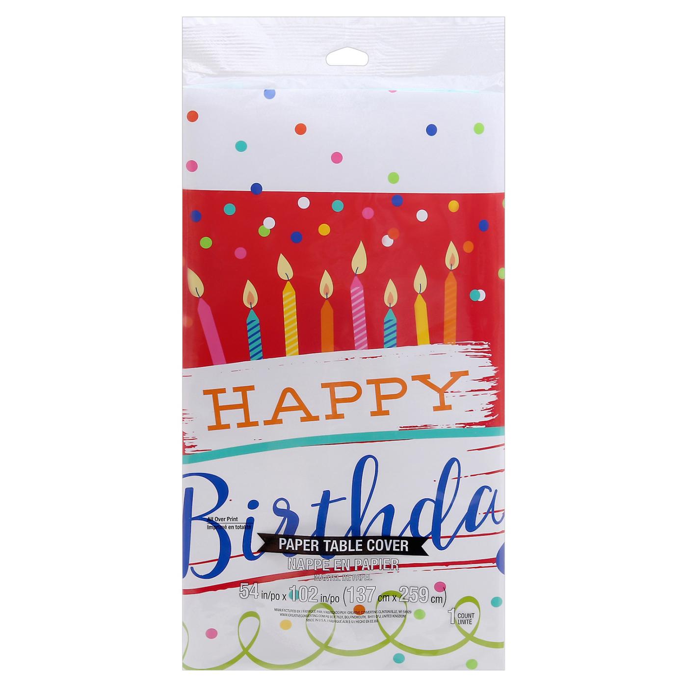 Creative Converting Paper Table Cover - Happy Birthday Cake; image 1 of 2