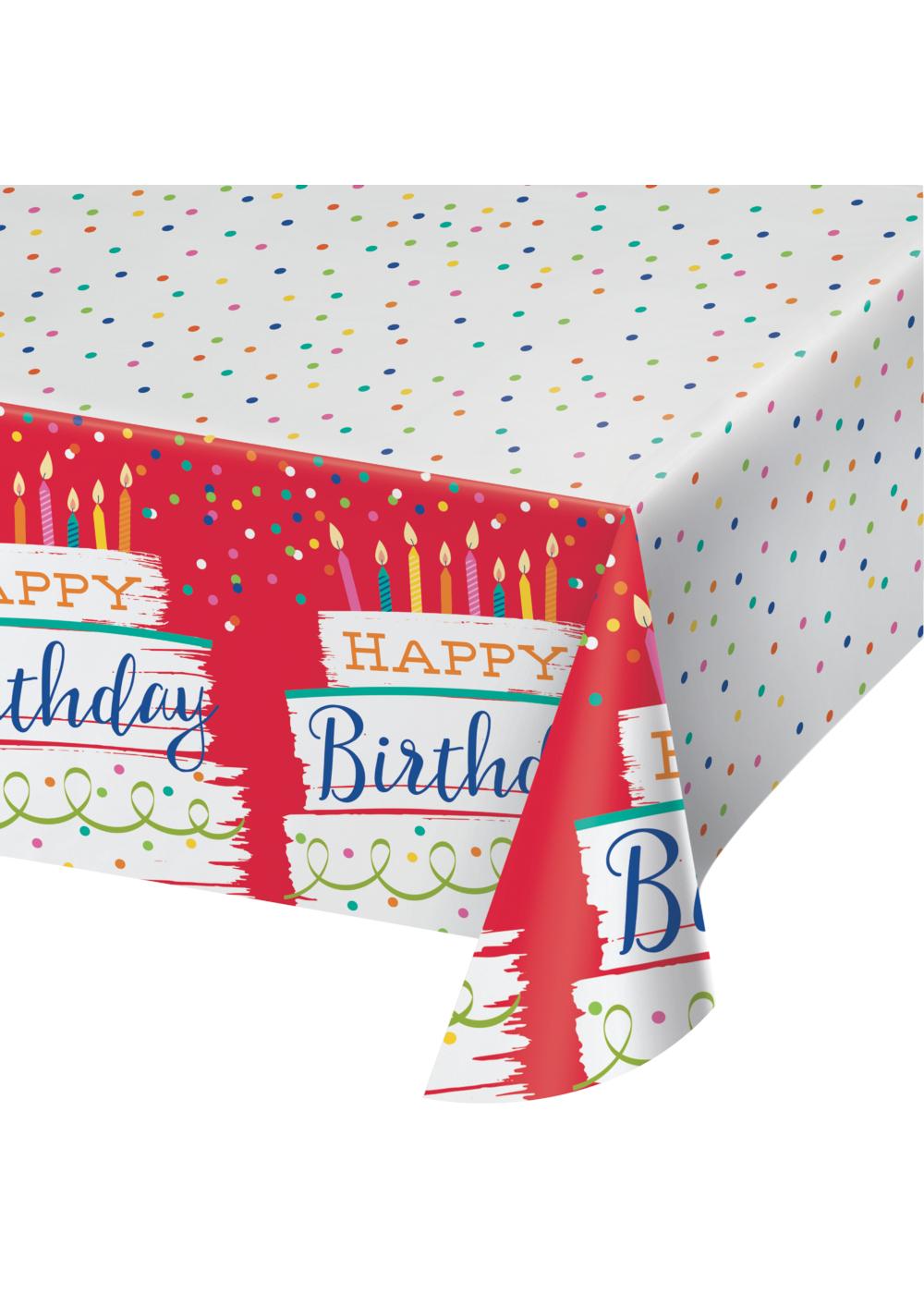 Creative Converting Paper Table Cover - Happy Birthday Cake; image 2 of 2