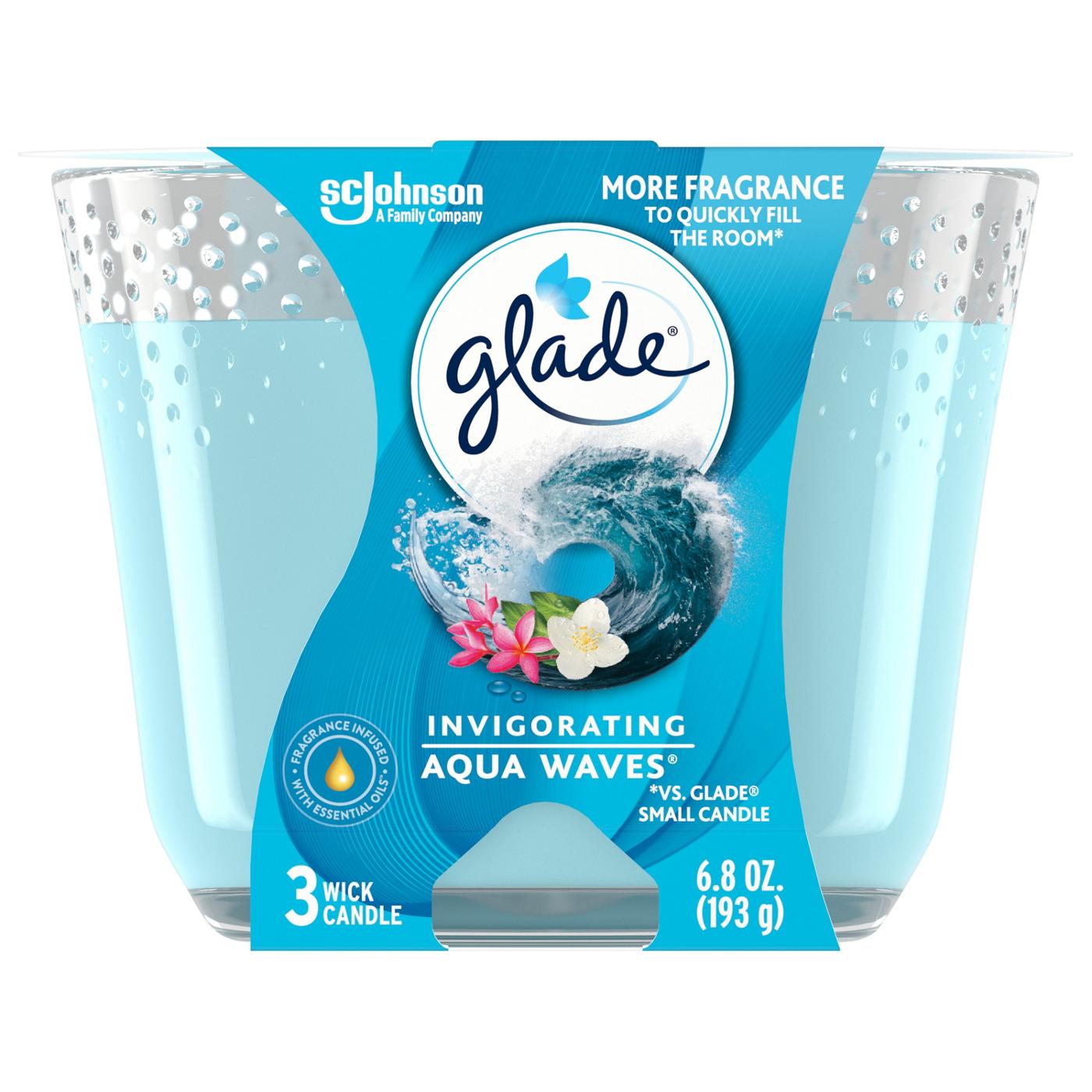 Glade Invigorating Aqua Waves 3 Wick Candle; image 1 of 12