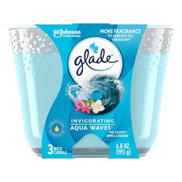 Glade Invigorating Aqua Waves 3 Wick Candle, 6.8 oz