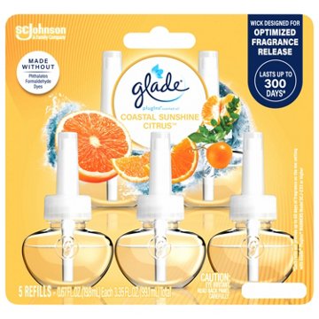 Glade PlugIns Scented Oil Air Freshener Refills - Coastal Sunshine Citrus, 5 ct