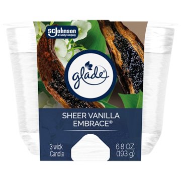Glade Sheer Vanilla Embrace 3 Wick Candle, 6.8 oz