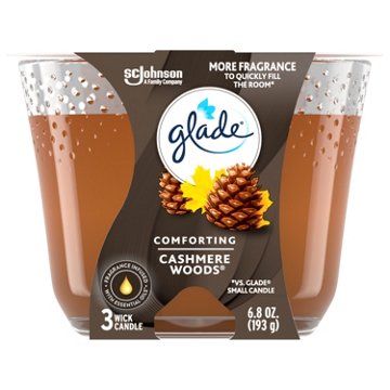 Glade Cashmere Woods 3 Wick Candle, 6.8 oz