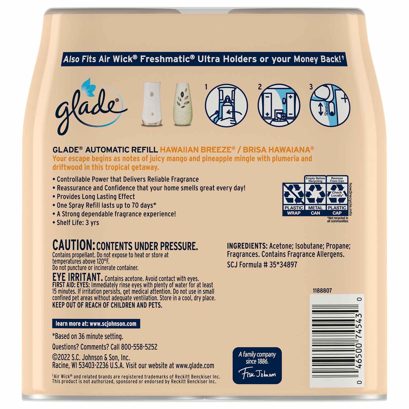 Glade Automatic Spray Refill, Hawaiian Breeze, Automatic Spray Air Freshener; image 9 of 10