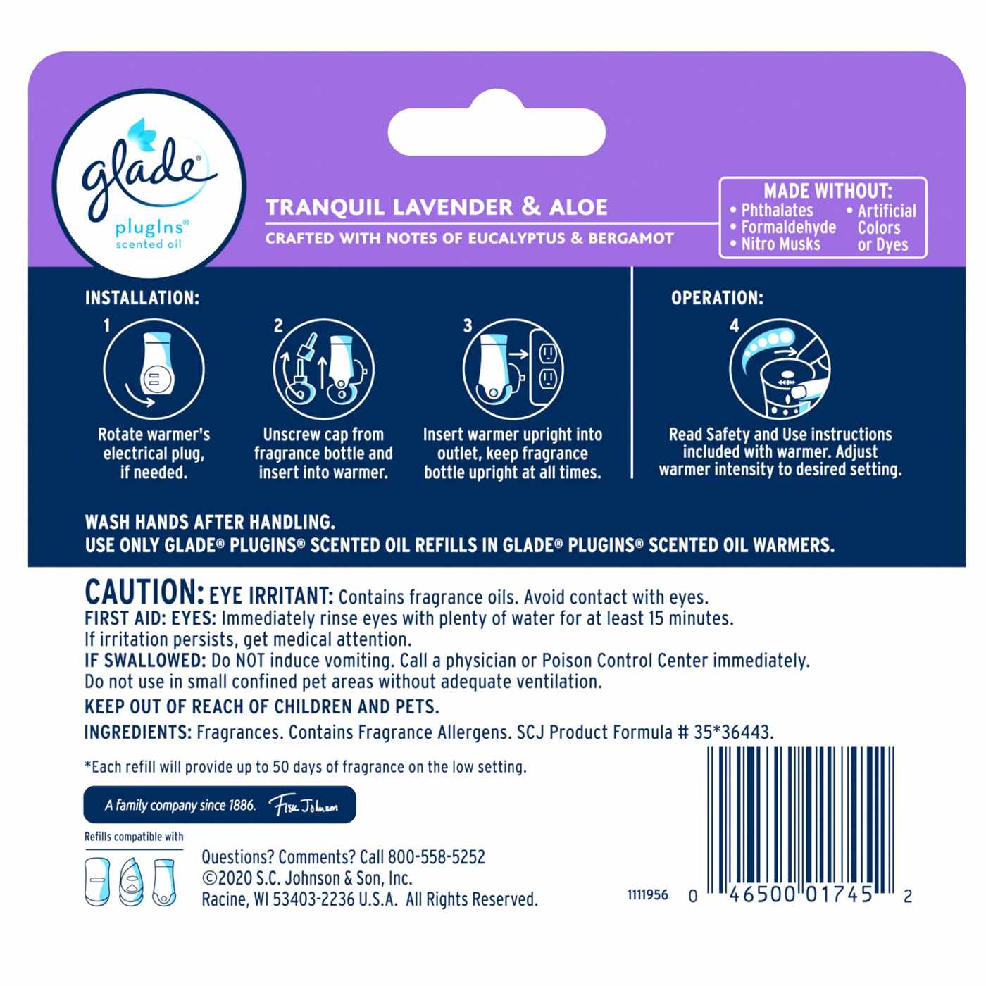 Glade PlugIns Scented Oil Air Freshener Refills - Tranquil Lavender & Aloe; image 2 of 2