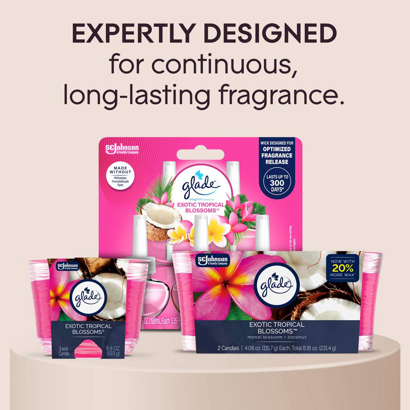 Glade Exotic Tropical Blossoms 3 Wick Candle; image 4 of 11