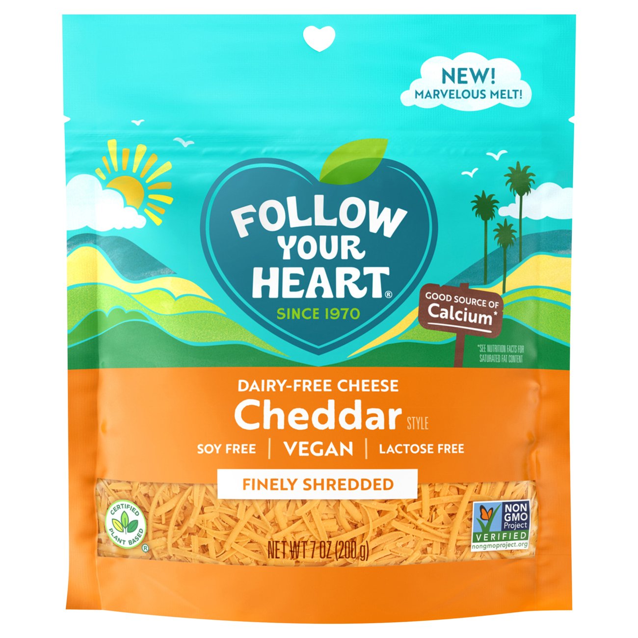 Follow Your Heart Dairy-Free Cheddar Style Finely Shredded Cheese ...