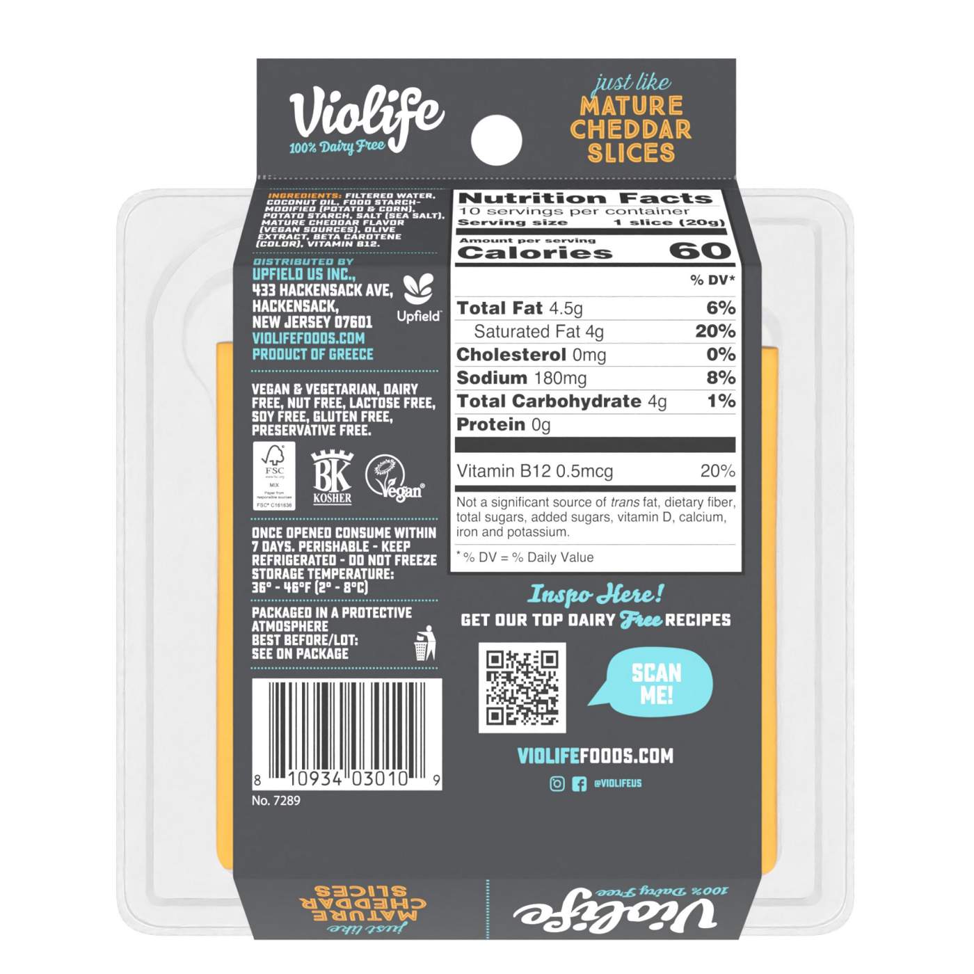 Violife Just Like Mature Cheddar Slices Dairy-Free Cheese Alternative; image 4 of 4