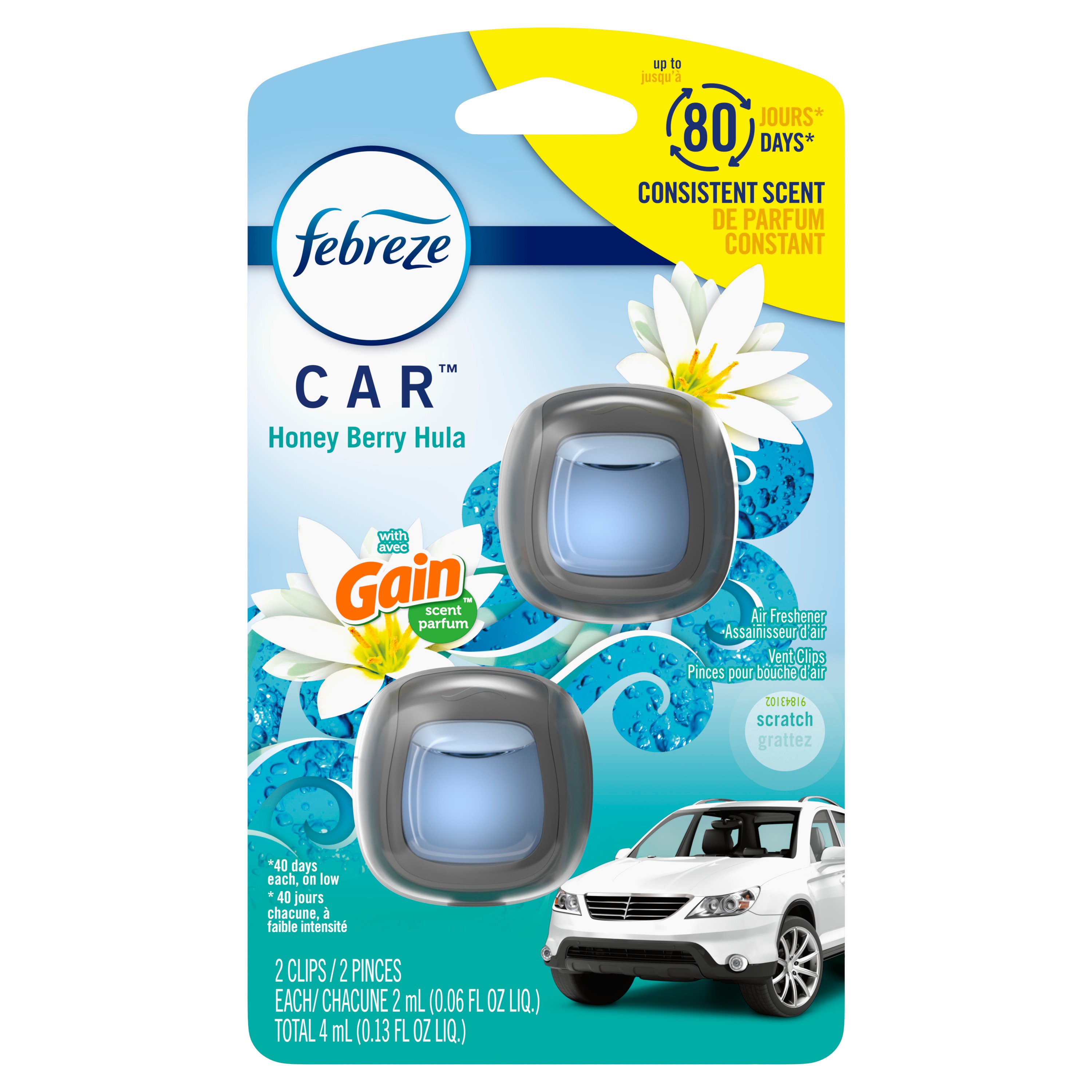 Febreze Car Gain Honey Berry Hula Air Freshener Vent Clips - Shop Air  Fresheners at H-E-B