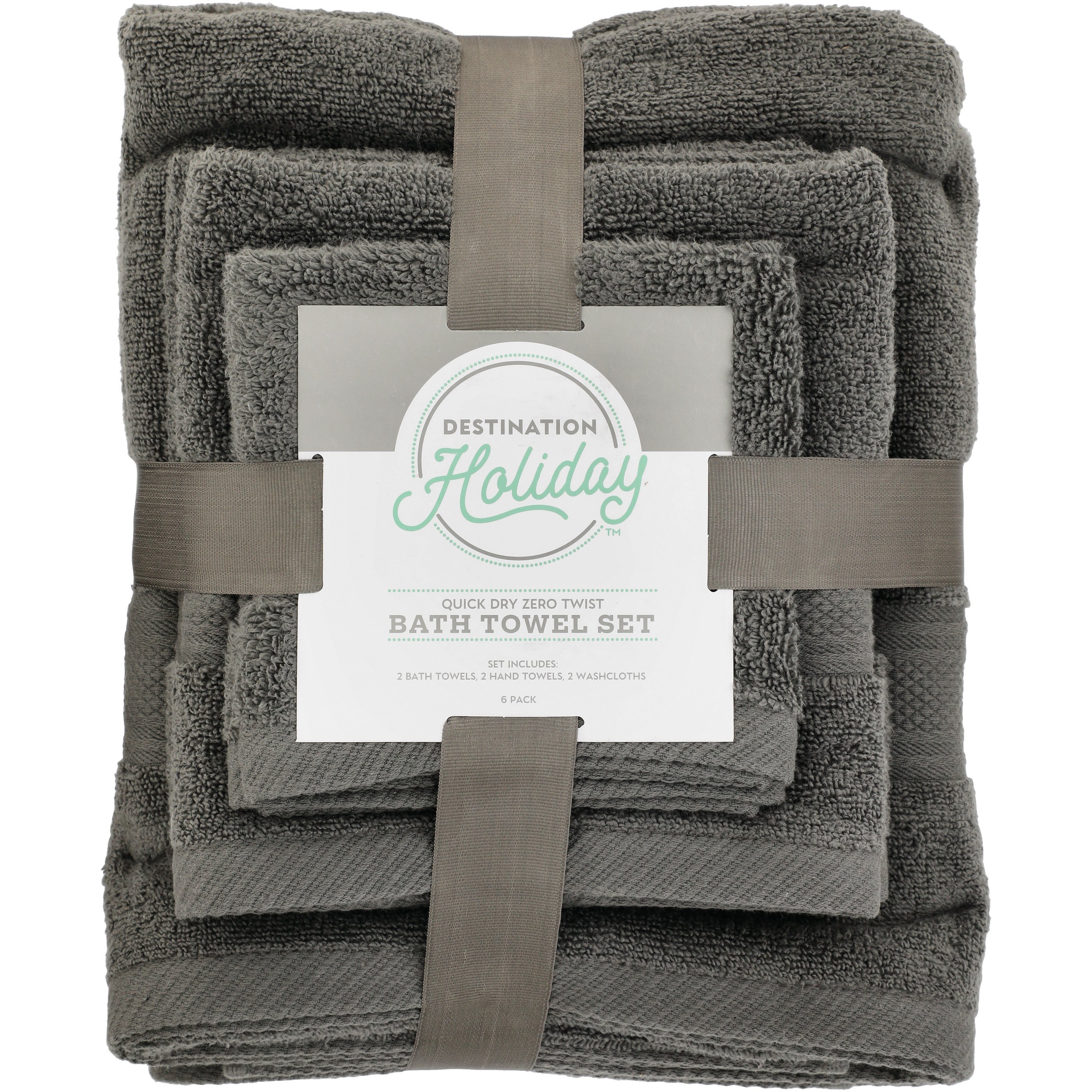 Destination Holiday Quick Dry Zero Twist Bath Towels Charcoal Shop