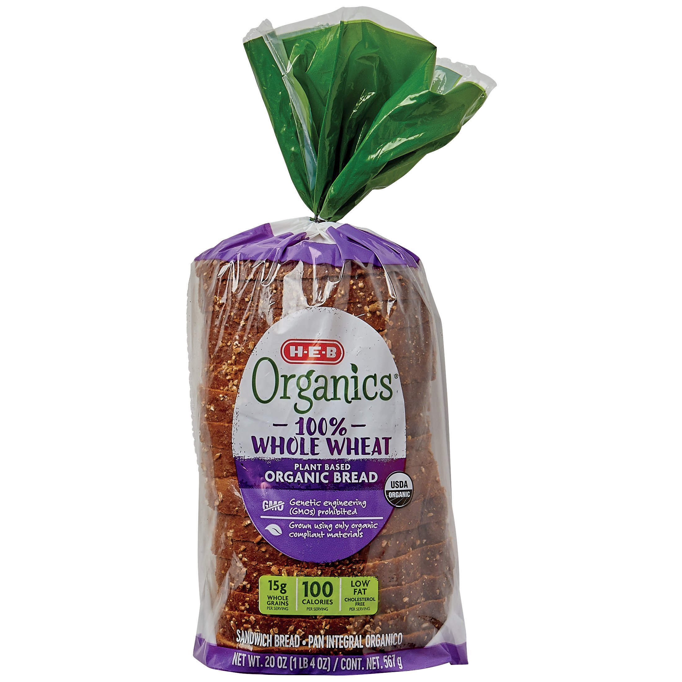 H-E-B Organics Plant-Based Whole Wheat Bread - Shop Bread At H-E-B