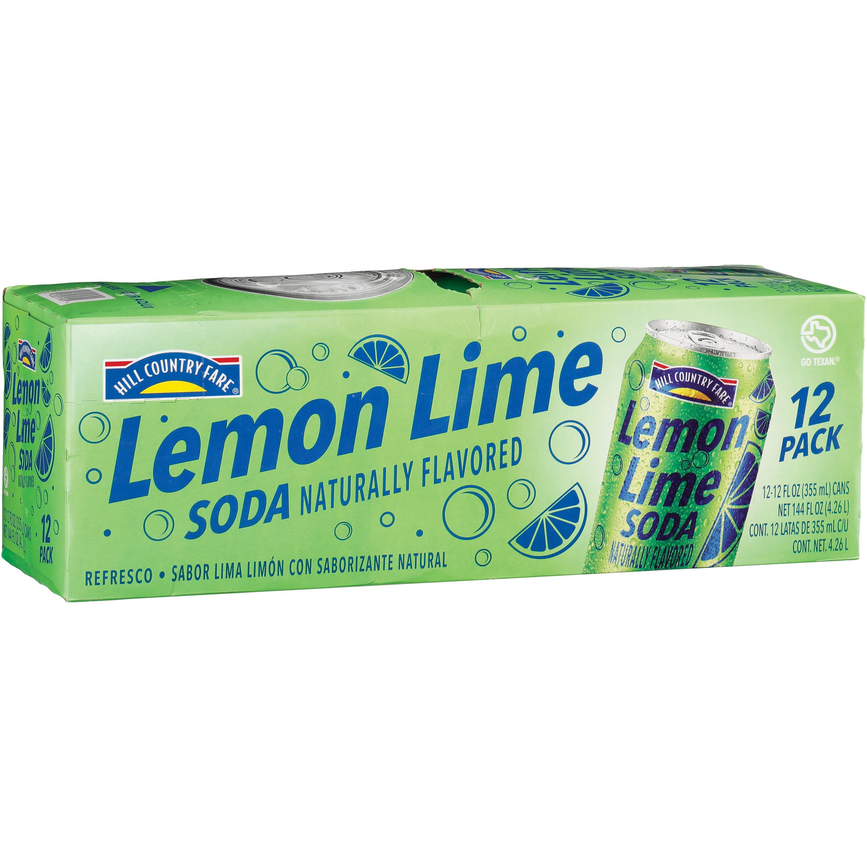Hill Country Fare Lemon Lime Soda 12 pk Cans, 12 oz