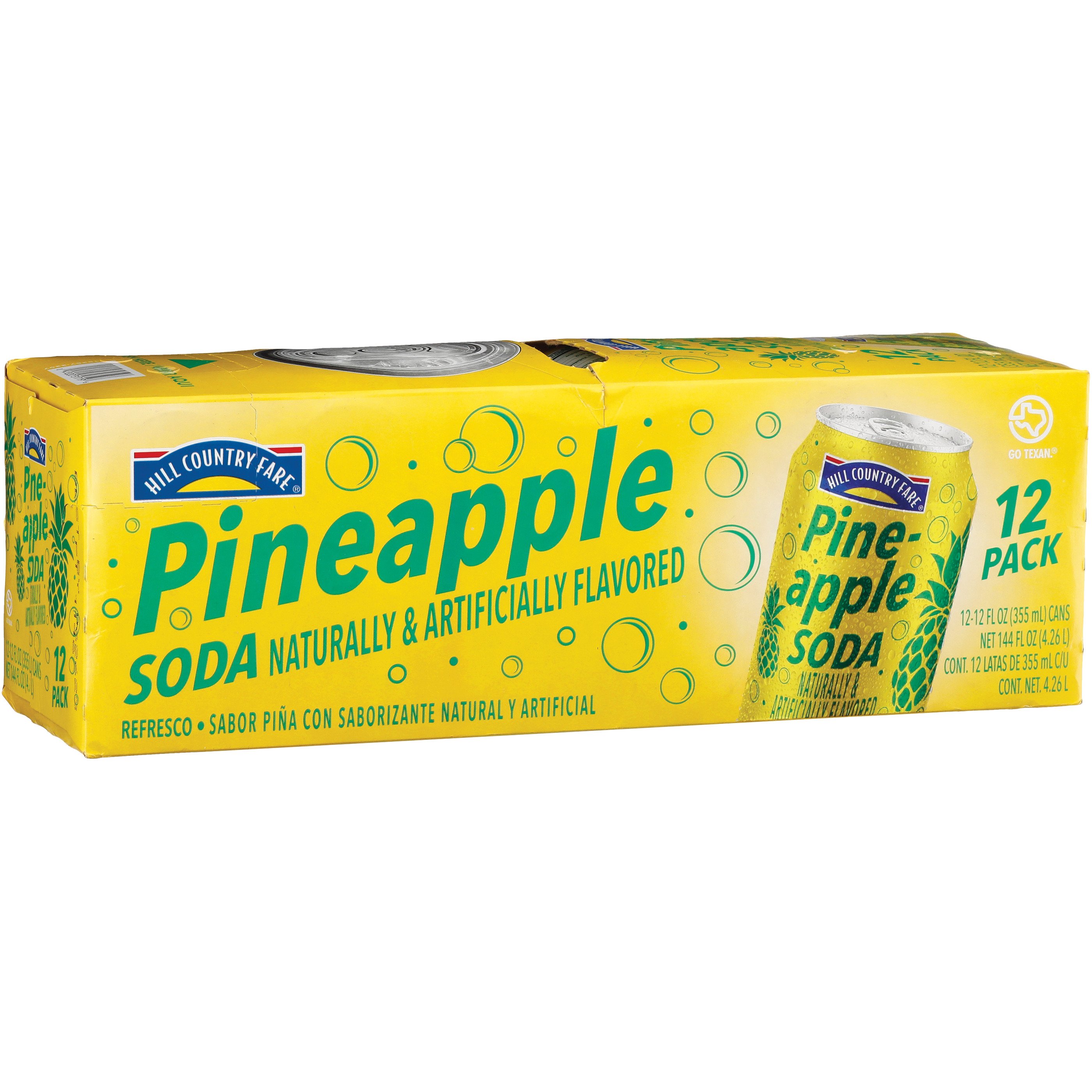 Hill Country Fare Pineapple Soda 12 pk Cans, 12 oz