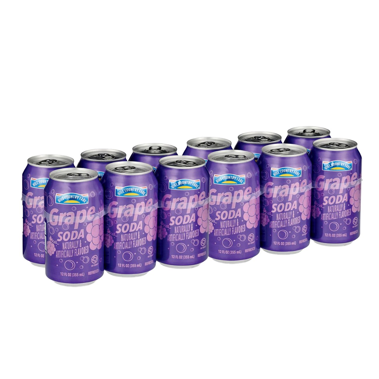 Hill Country Fare Grape Soda 12 pk Cans, 12 oz