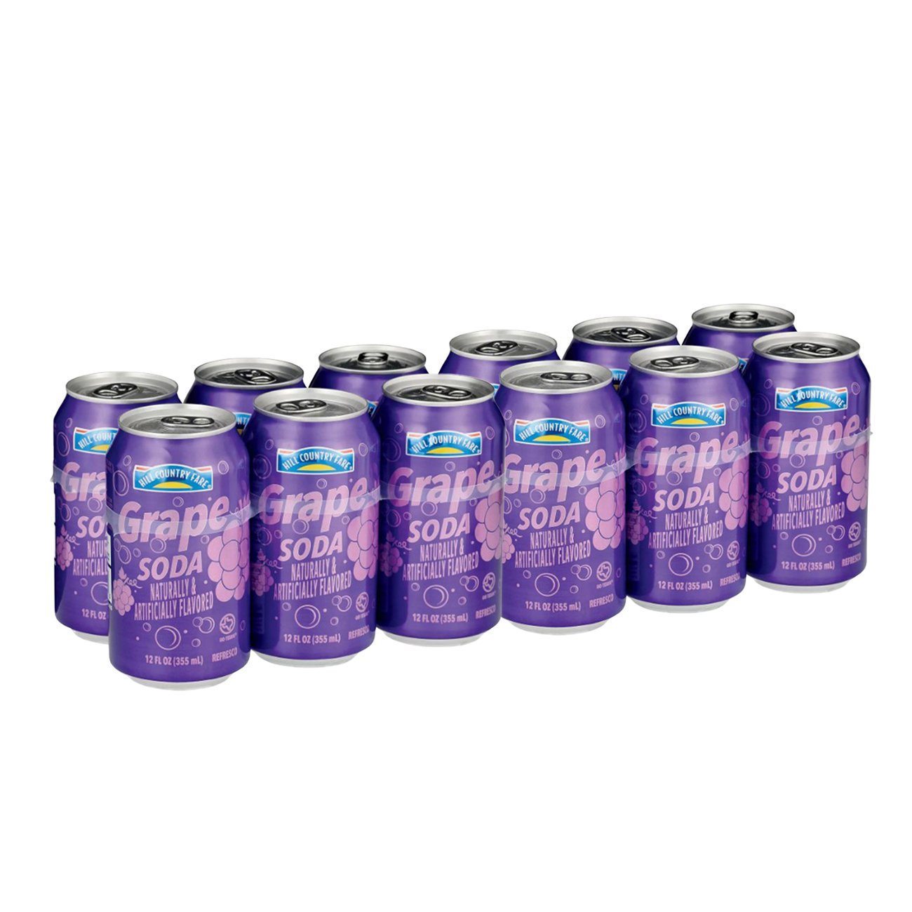 Hill Country Fare Grape Soda 12 pk Cans