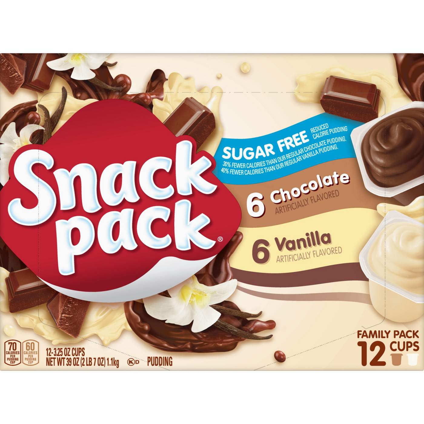 Snack Pack Sugar Free Chocolate & Vanilla Pudding Cups Family Pack; image 4 of 7