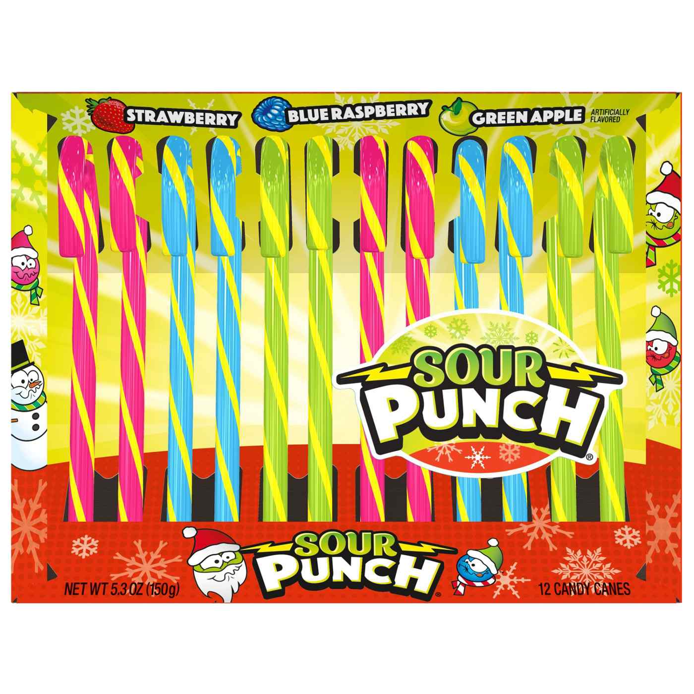 Sour Punch Assorted Flavor Christmas Candy Canes; image 1 of 4