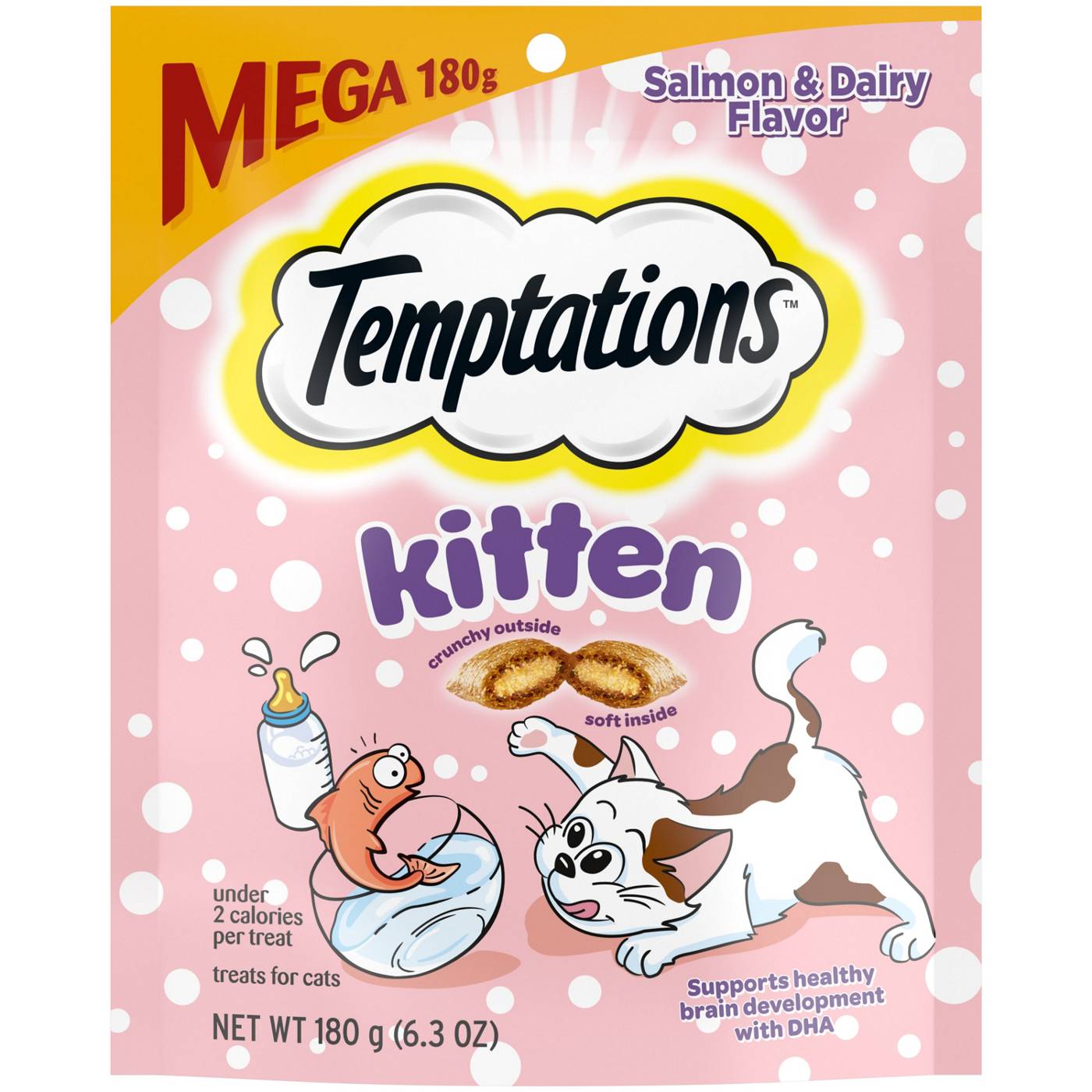 TEMPTATIONS Crunchy and Soft Kitten Treats Salmon and Dairy Flavor; image 1 of 4