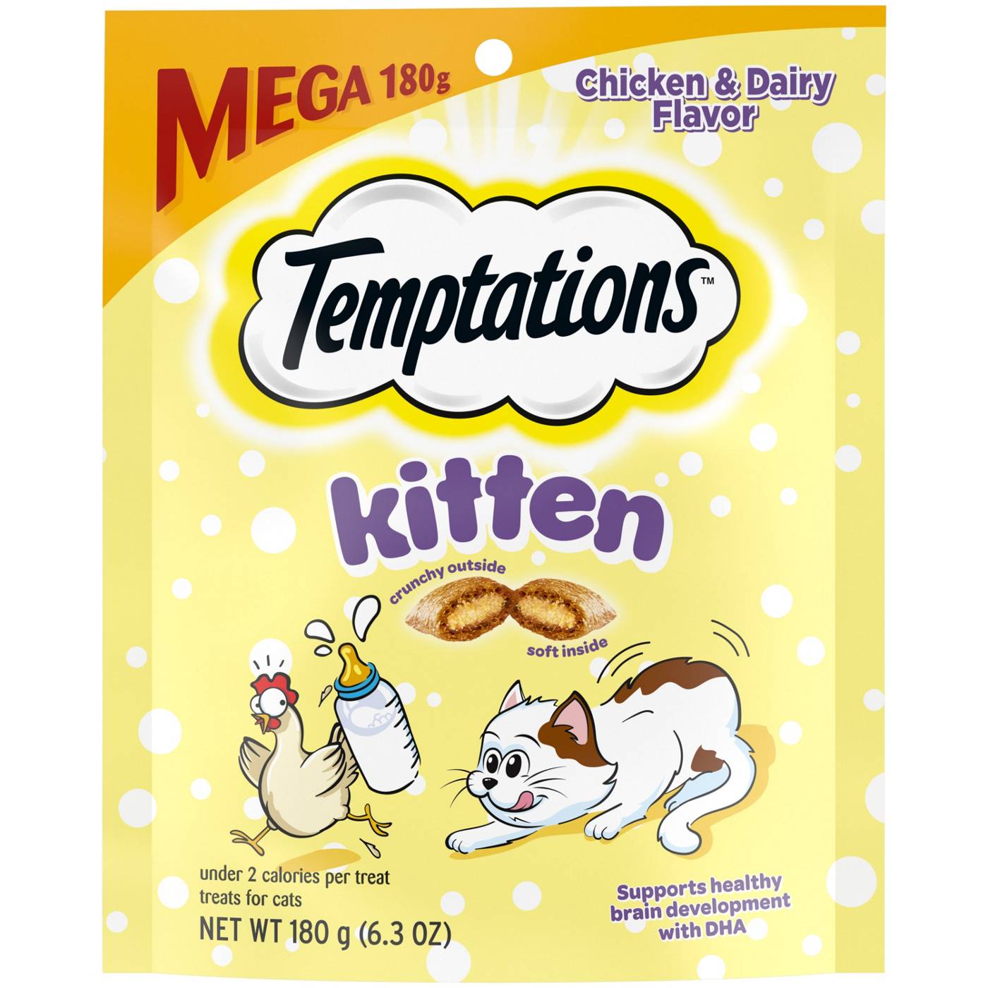 TEMPTATIONS Crunchy and Soft Kitten Treats Chicken and Dairy Flavor; image 1 of 4