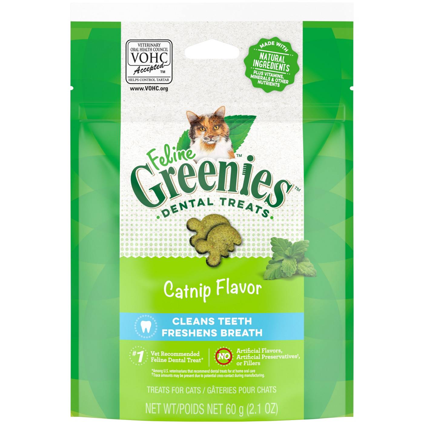 FELINE GREENIES Adult Natural Dental Care Cat Treats - Catnip Flavor; image 1 of 5