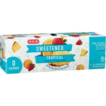 H-E-B Sweetened Tropical Sparkling Water 12 pk Cans, 12 oz