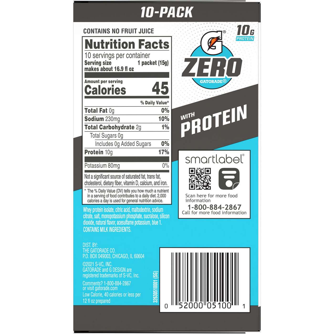 Gatorade Zero Sugar Glacier Freeze Protein Thirst Quencher Powder