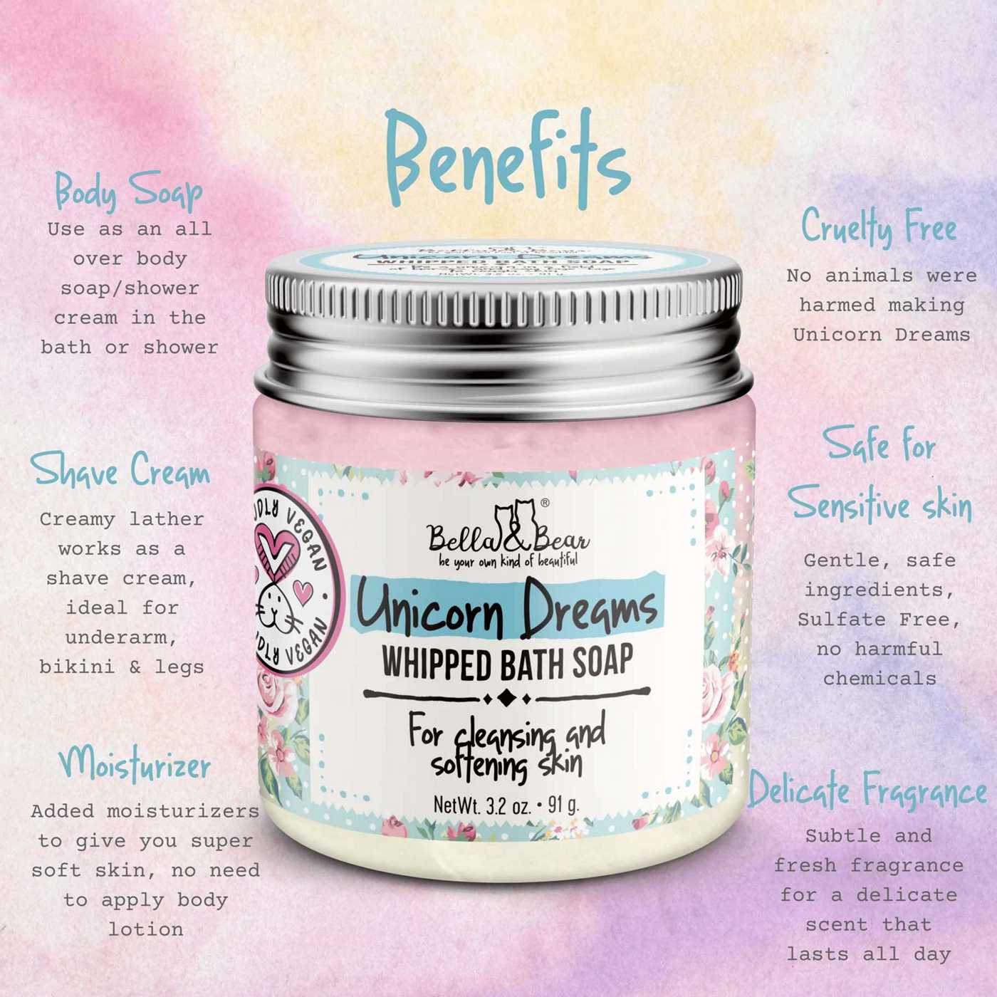 Bella & Bear Unicorn Dreams Whipped Bath Soap; image 2 of 2