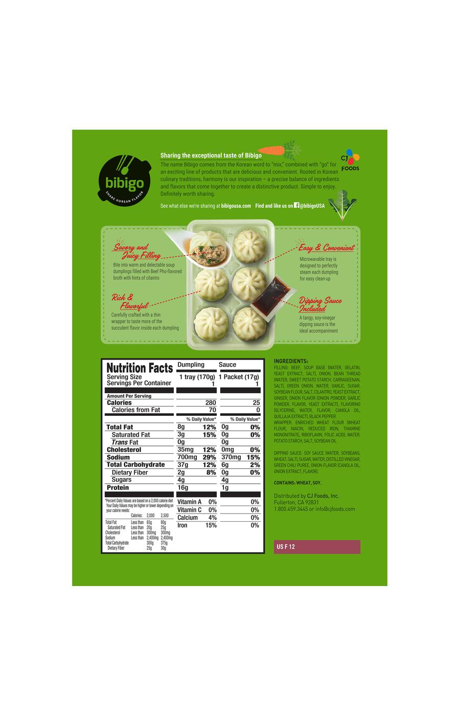 Bibigo Beef Pho Steamed Soup Dumplings Shop Appetizers at HEB