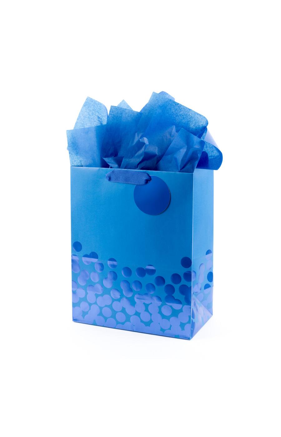 Hallmark Blue Foil Dots Gift Bag with Tissue Paper - 53; image 1 of 5