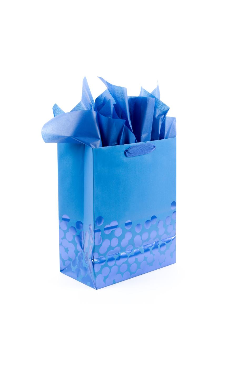Hallmark Blue Foil Dots Gift Bag with Tissue Paper - 53; image 3 of 5