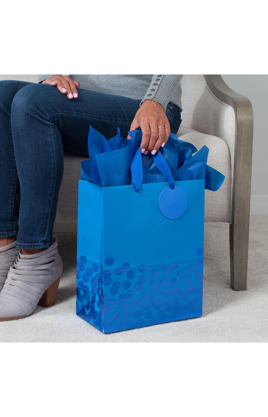 Hallmark Blue Foil Dots Gift Bag with Tissue Paper - 53; image 4 of 5