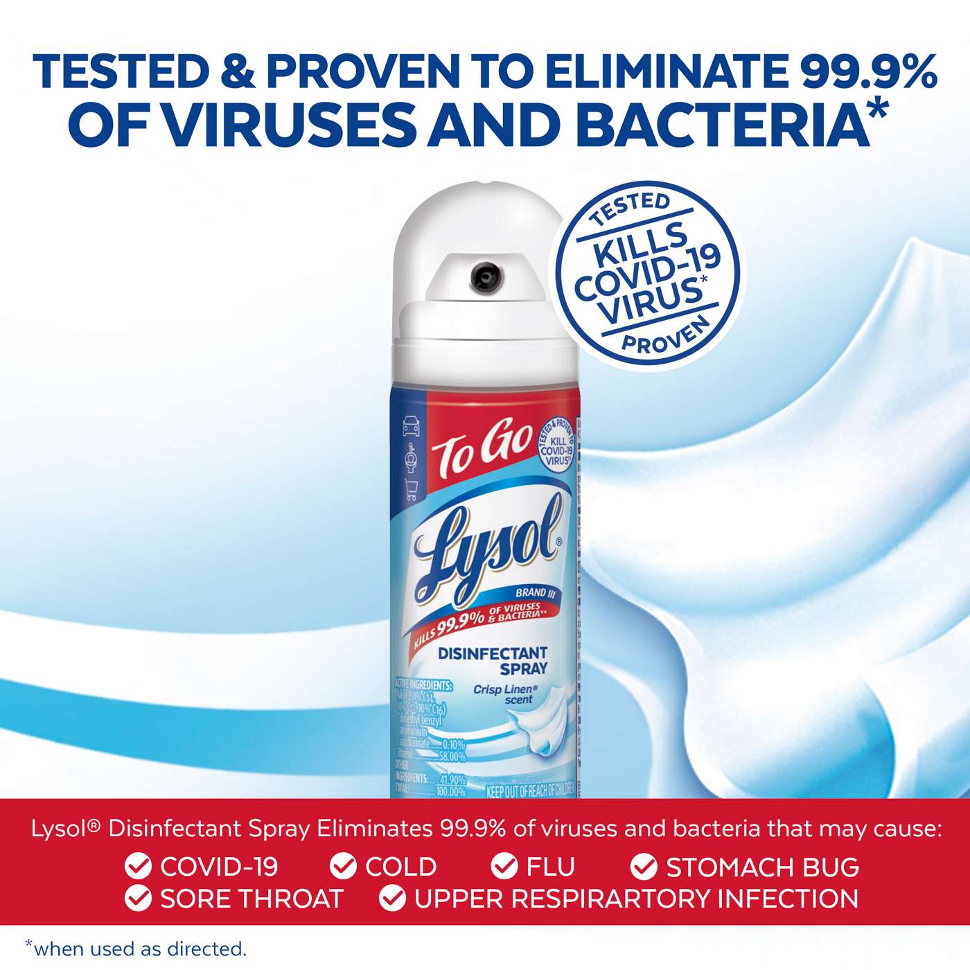 Lysol Travel Size To Go Disinfectant Spray - Crisp Linen; image 3 of 6