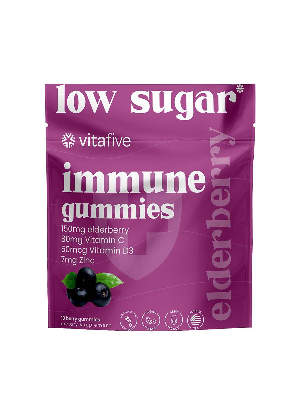 Vitafive Low Sugar Elderberry Immune Gummies Travel Size; image 1 of 2