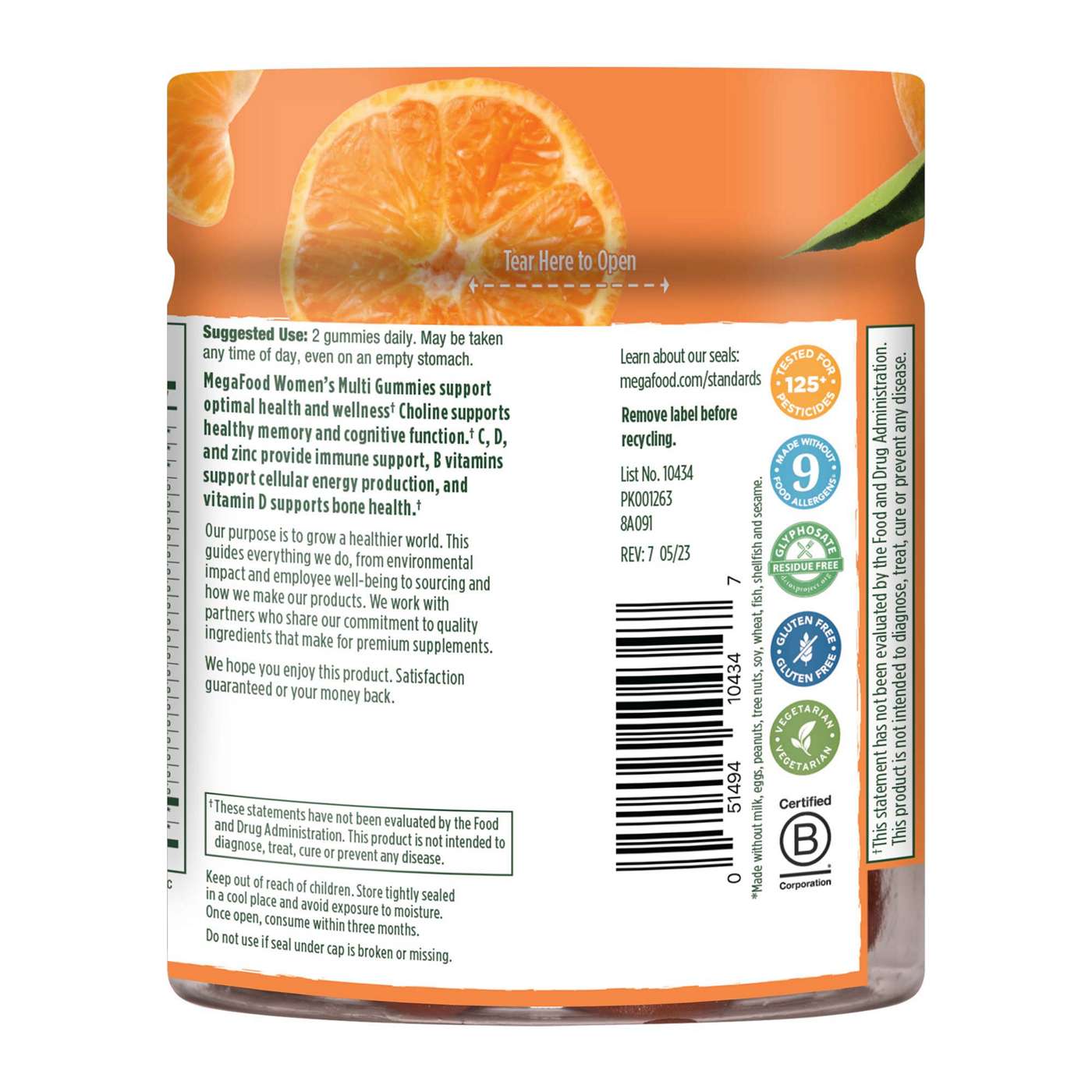 MegaFood Women's Multi Gummies - Tangerine; image 2 of 2