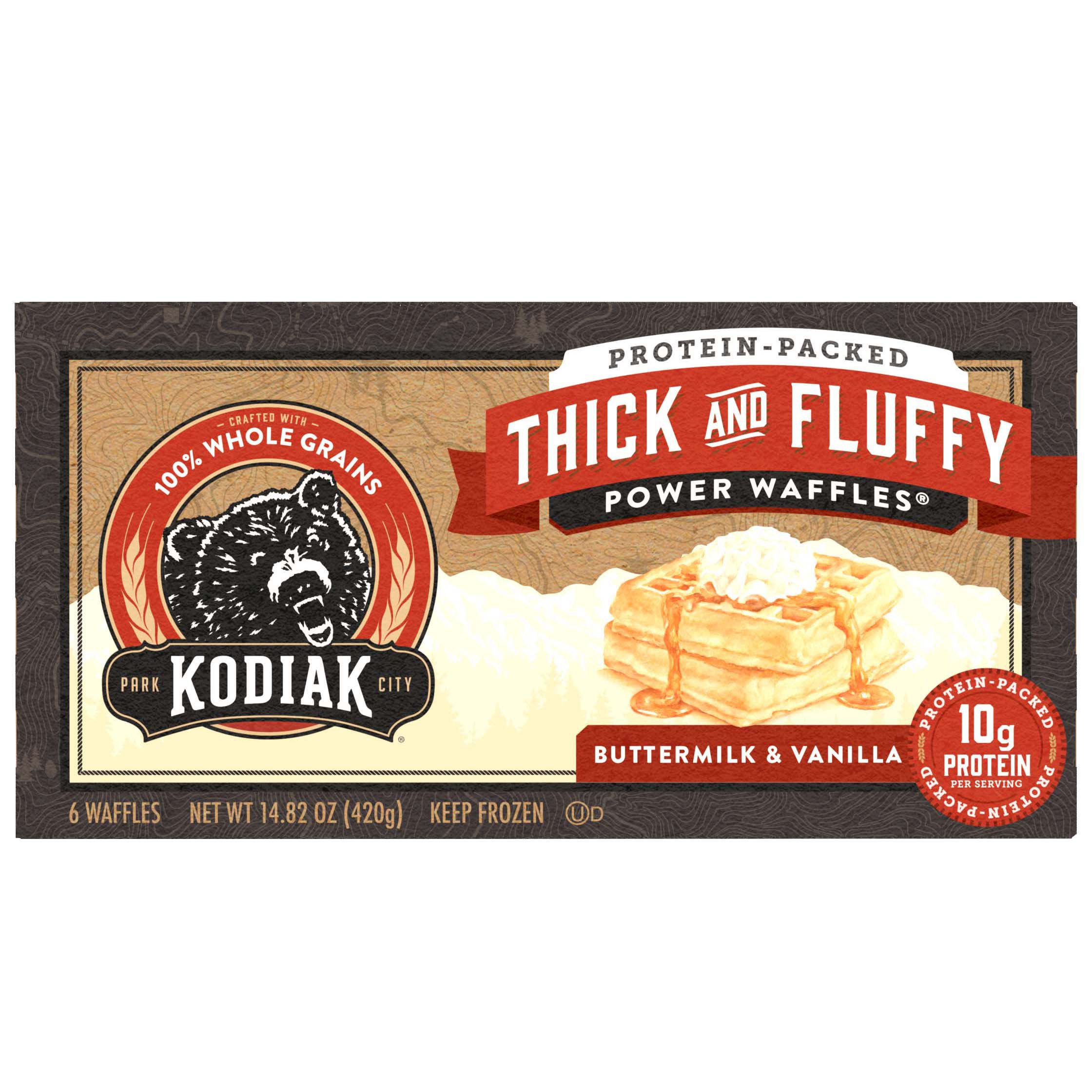 Kodiak 10g Protein Thick & Fluffy Power Waffles - Buttermilk & Vanilla ...