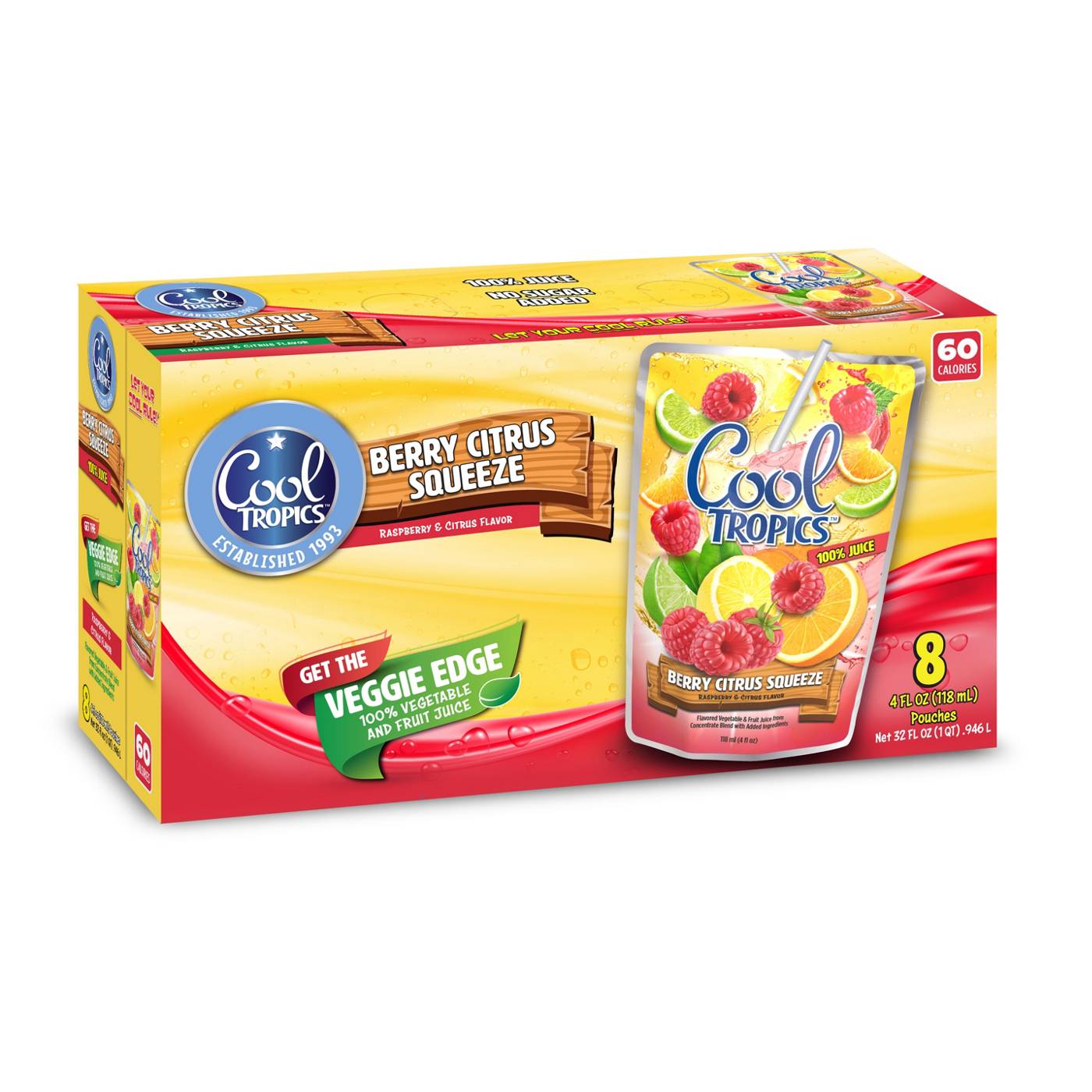Cool Tropics Berry Citrus Squeeze 100 Juice Pouches Shop Juice at HEB