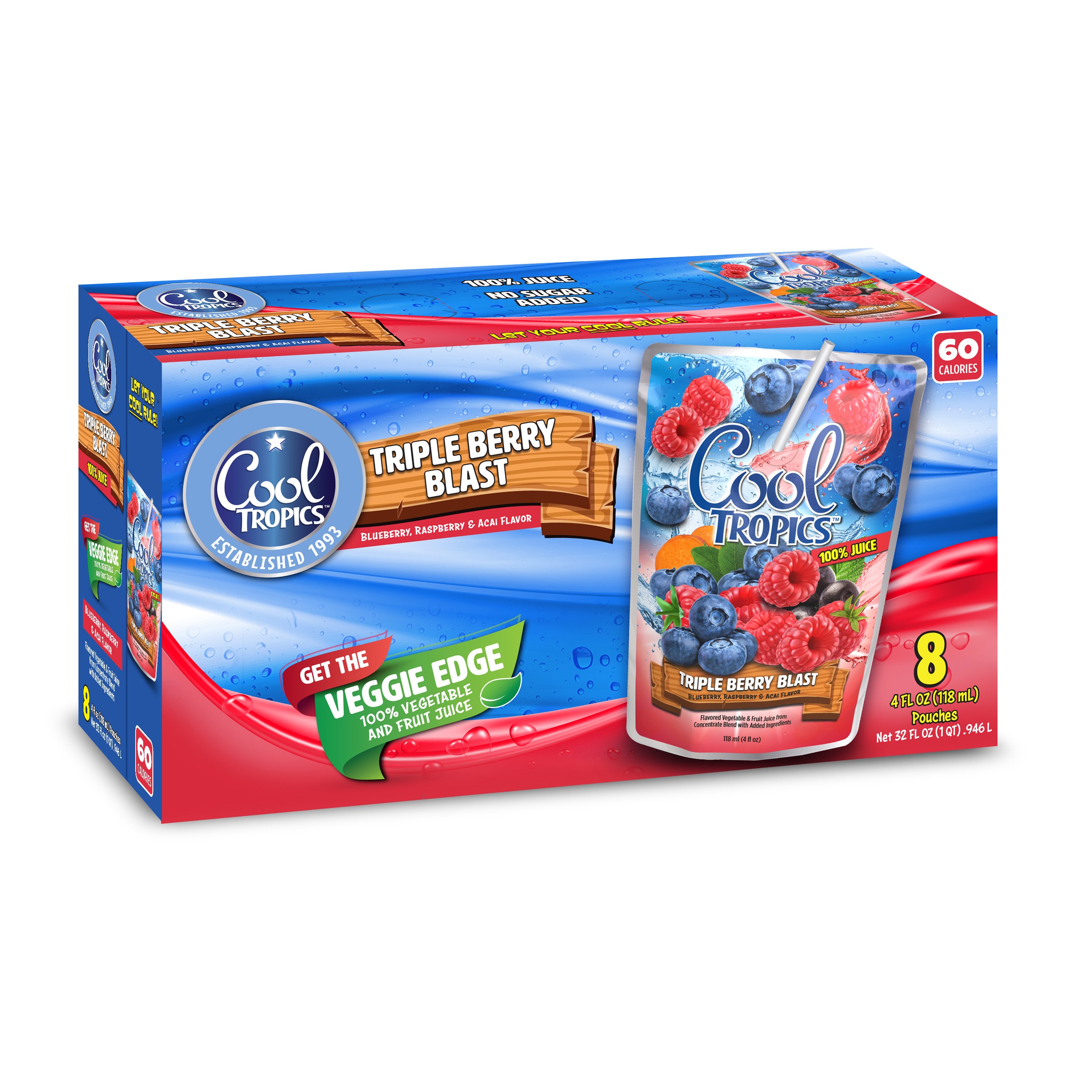 Cool Tropics Triple Berry Blast Juice 100 Juice Pouches Shop Juice