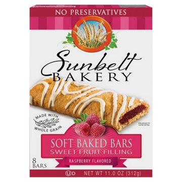 Sunbelt Bakery Raspberry Soft Baked Bars, 8 ct