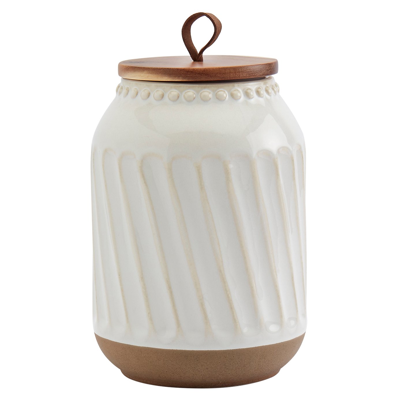 Tabletops Gallery Textured Stoneware Canister with Acacia Wood Lid - Medium - Shop Food Storage at H-E-B