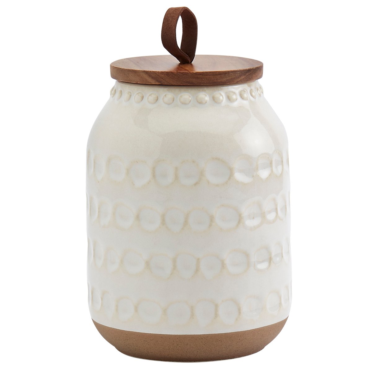 Tabletops Gallery Textured Stoneware Canister with Acacia Wood Lid - Small - Shop Food Storage at H-E-B