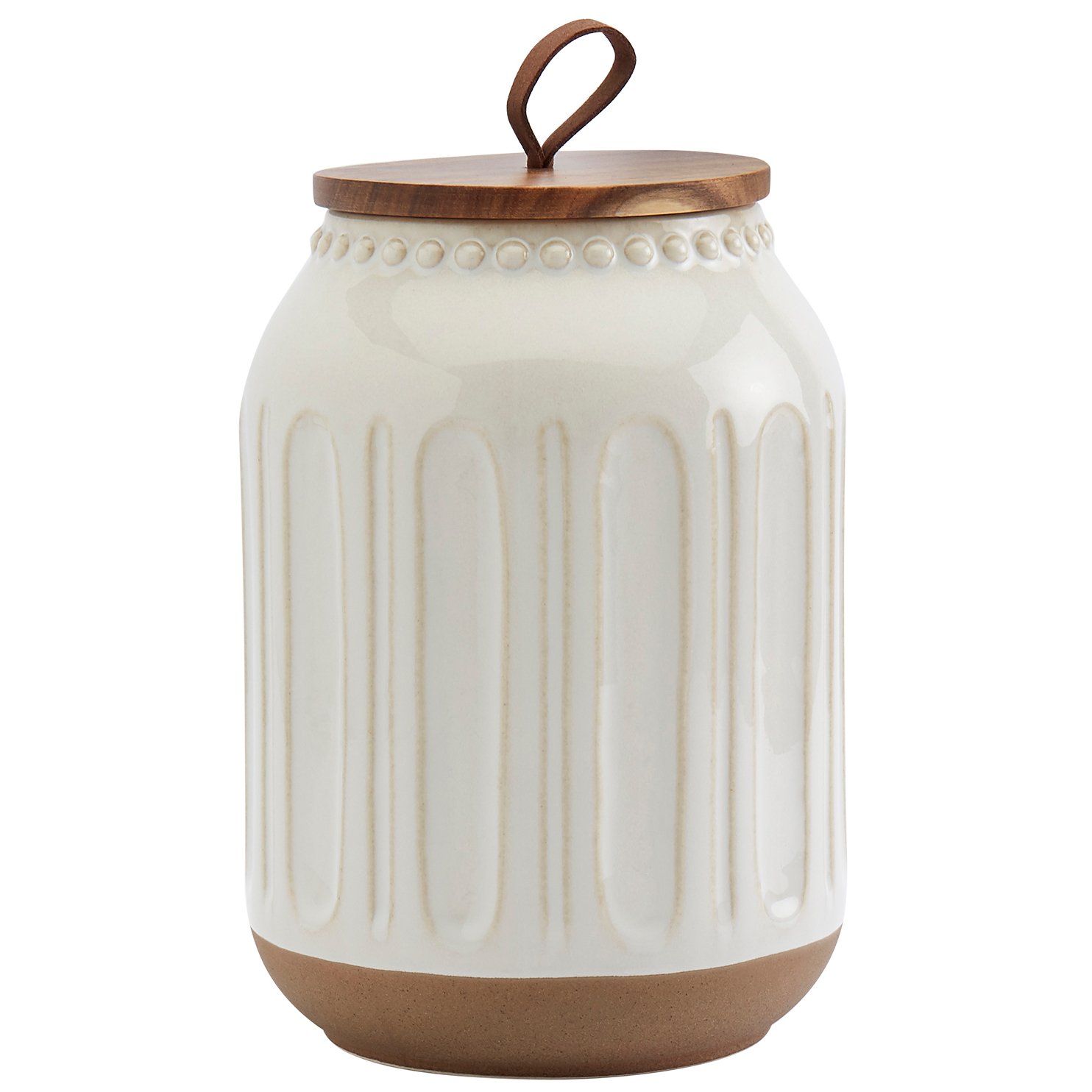 Tabletops Gallery Textured Stoneware Canister with Acacia Wood Lid - Large - Shop Food Storage at H-E-B