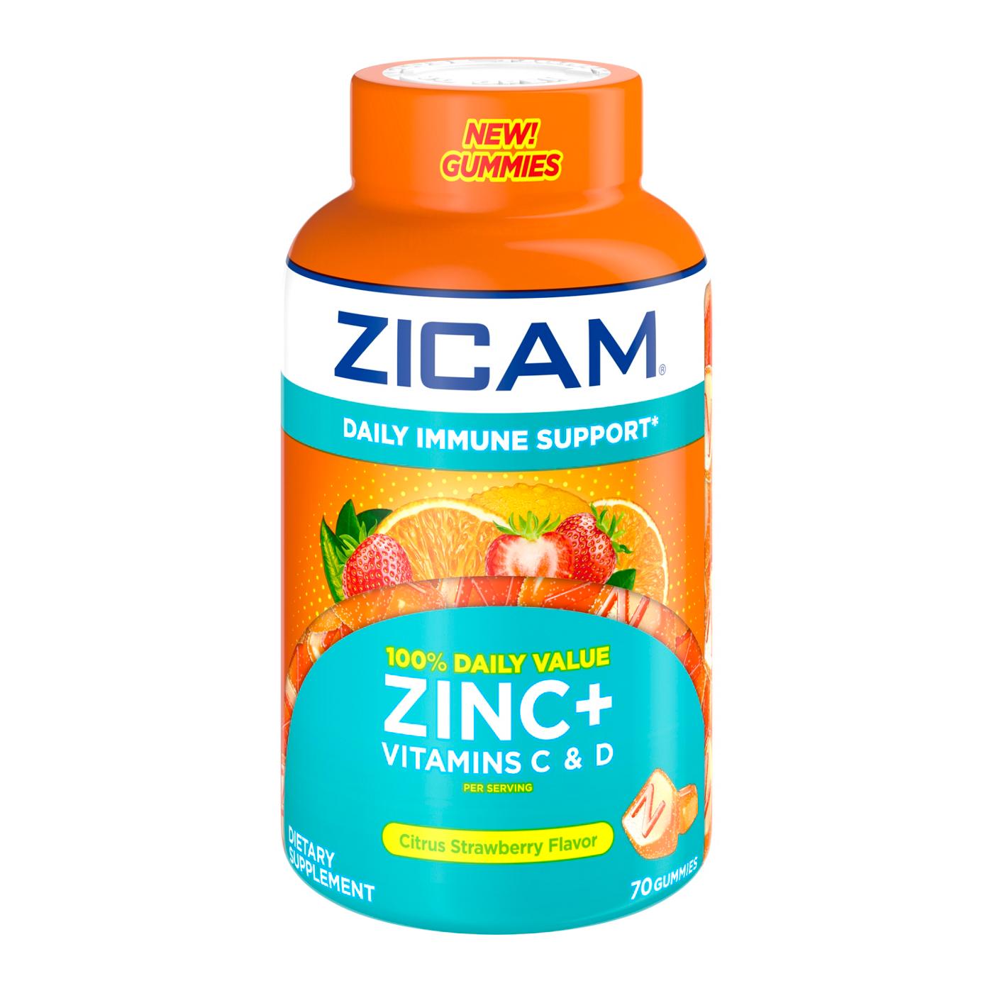 Zicam Daily Immune Support Gummies Citrus Strawberry Shop Vitamins