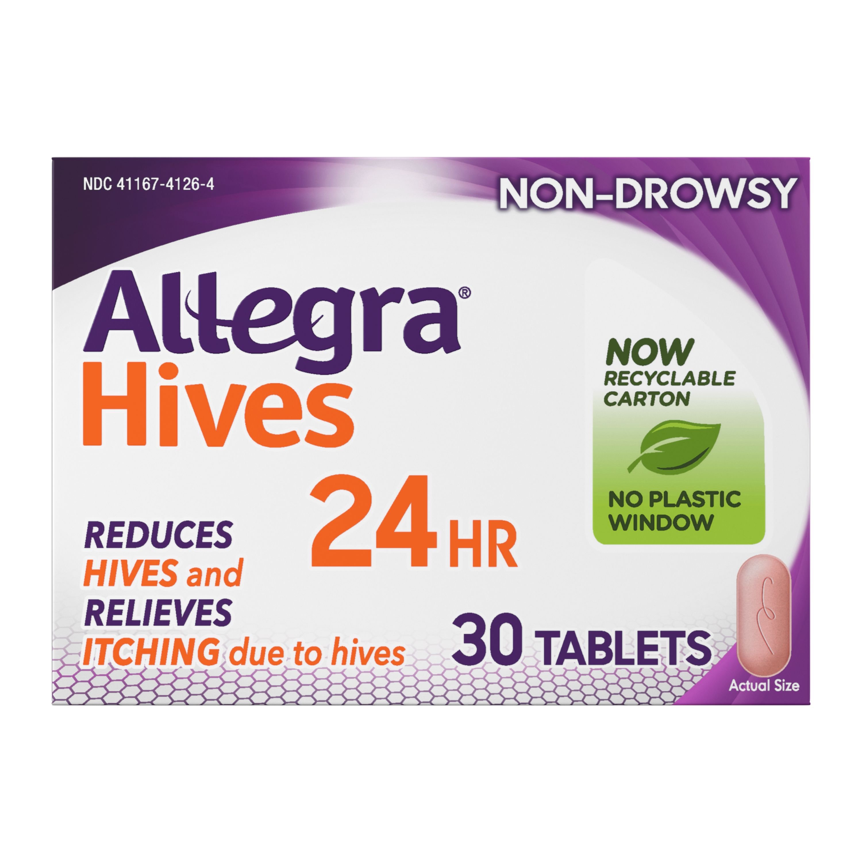 Allegra Hives 24 Hr Non-Drowsy Antihistamine, 30 Ct.