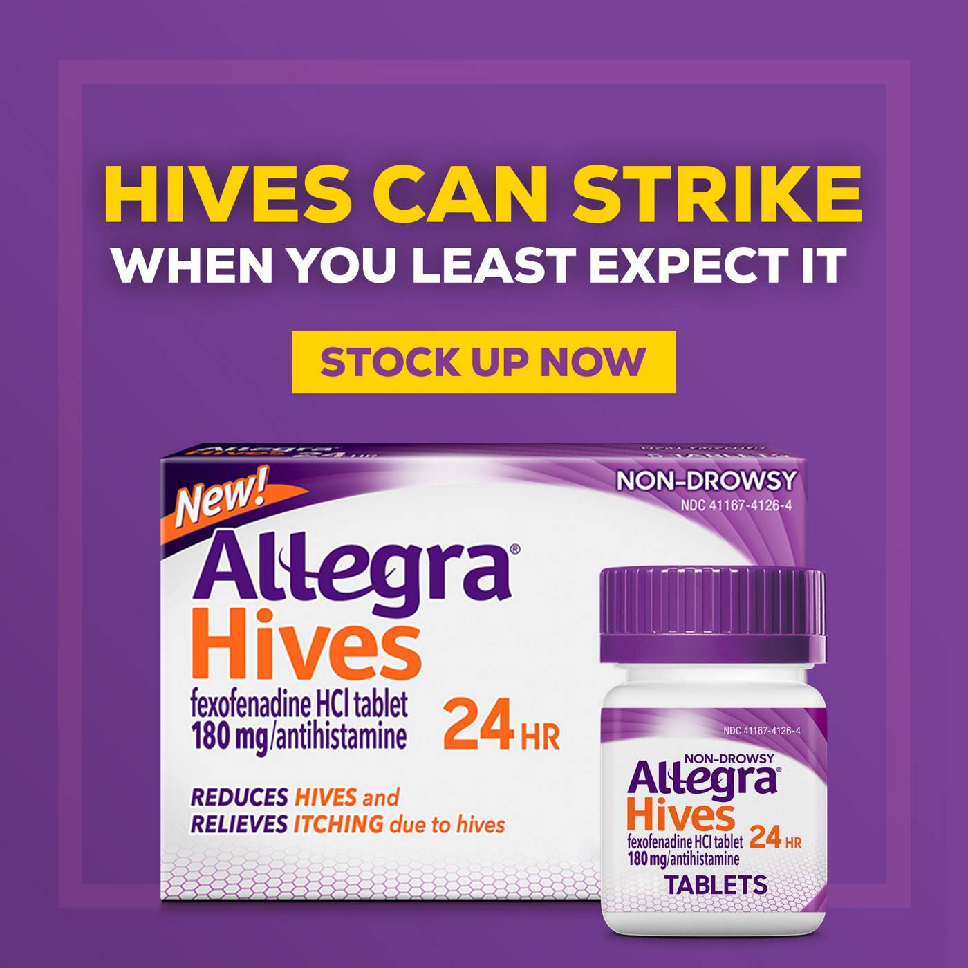 Allegra Hives 24 Hour Non-Drowsy Antihistamine Tablets; image 4 of 9
