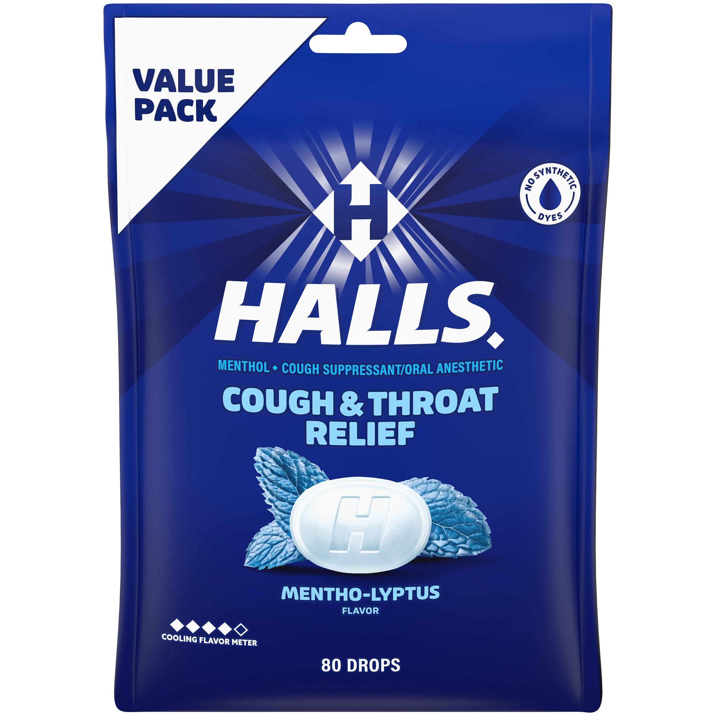 Halls Relief Mentho-Lyptus Cough Drops, Economy Pack, 80 pk