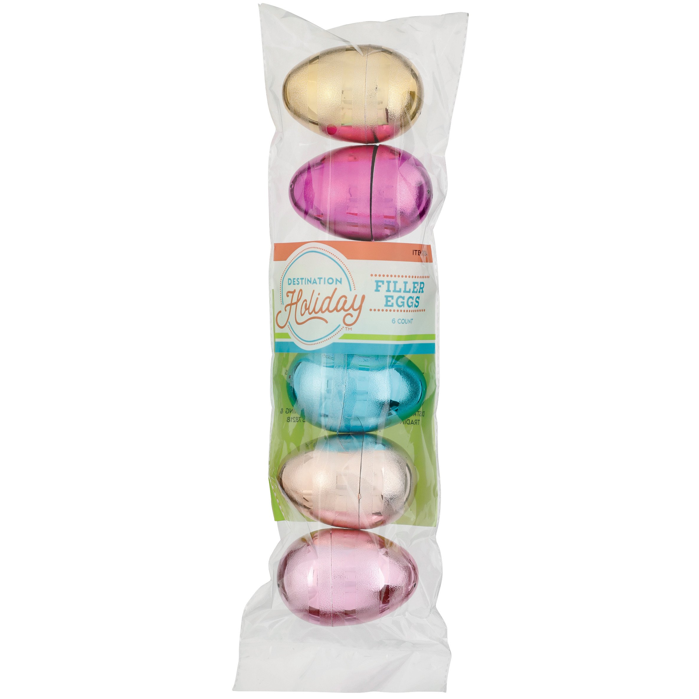 Destination Holiday Metallic Stripe Plastic Easter Filler Eggs, 6 ct ...