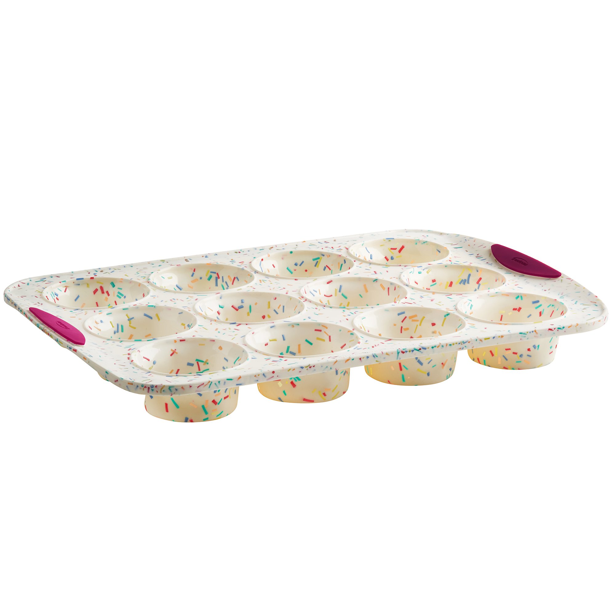 Trudeau Silicone 12 Count Muffin Pan, Multicolor Confetti, Dishwasher Safe, Size: 12 Cup