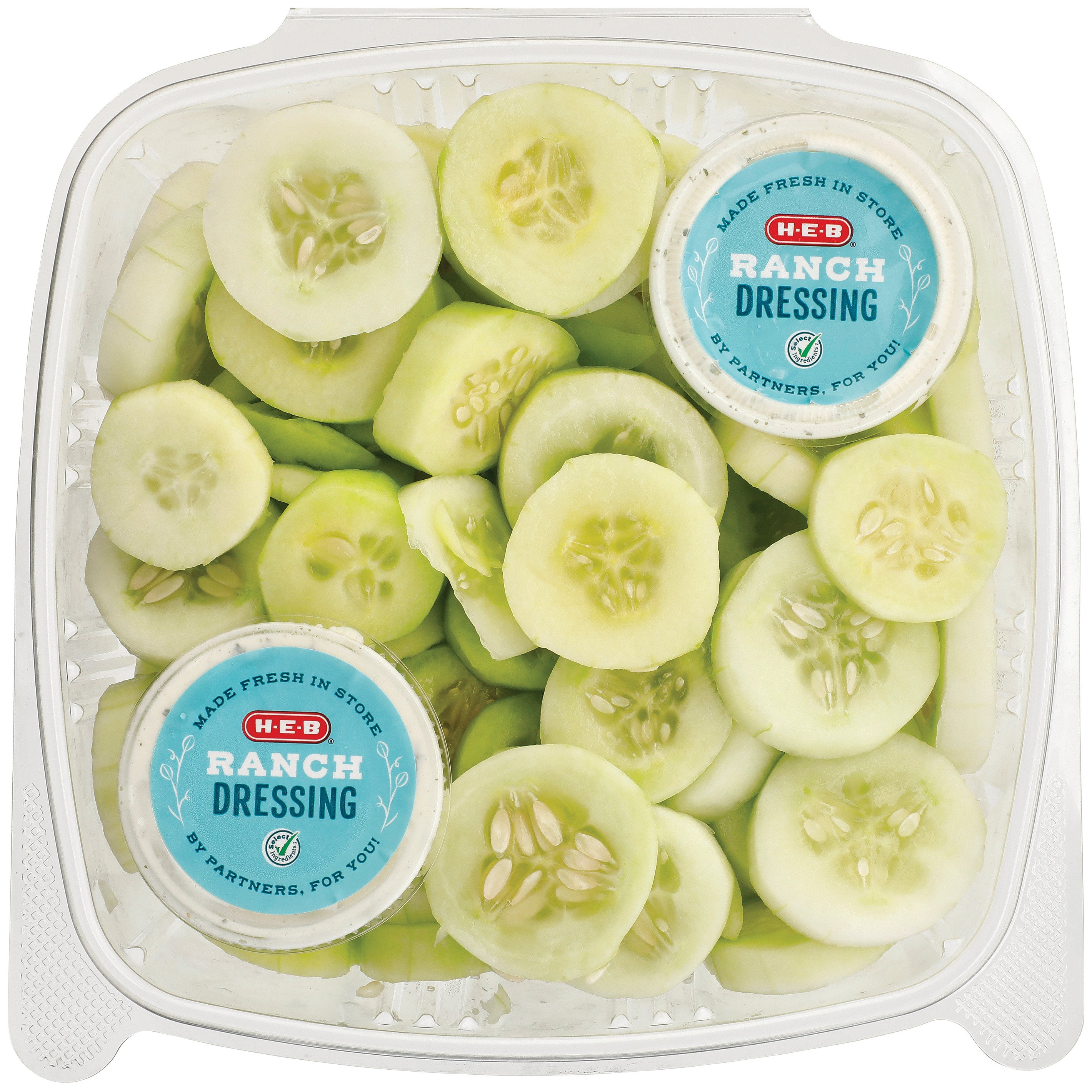 H E B Fresh Cut Cucumber Slices And Buttermilk Ranch Extra Large Shop Celery And Cucumbers At H E B 7673