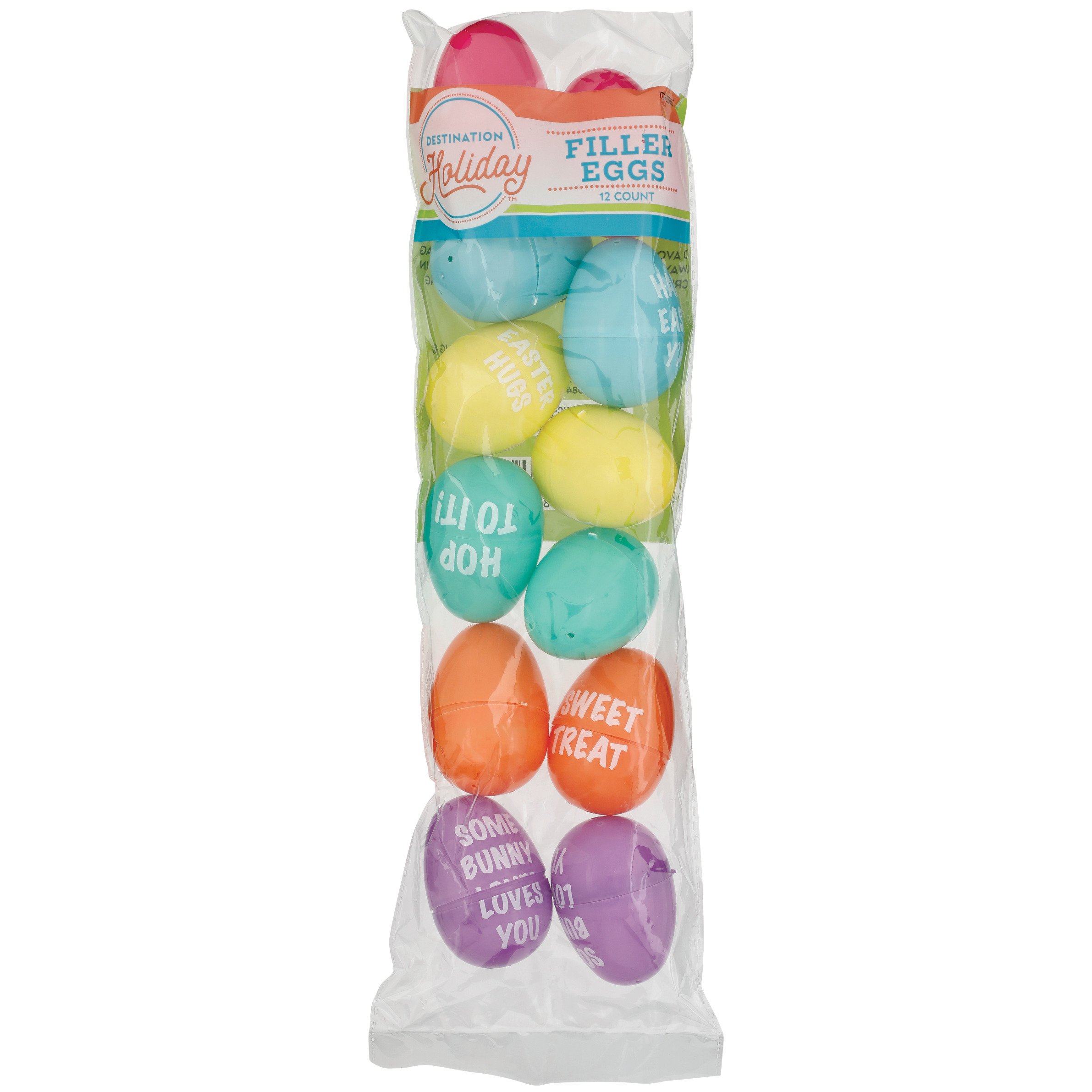 Destination Holiday Assorted Easter Sentiment Plastic Filler Eggs, 12 ...