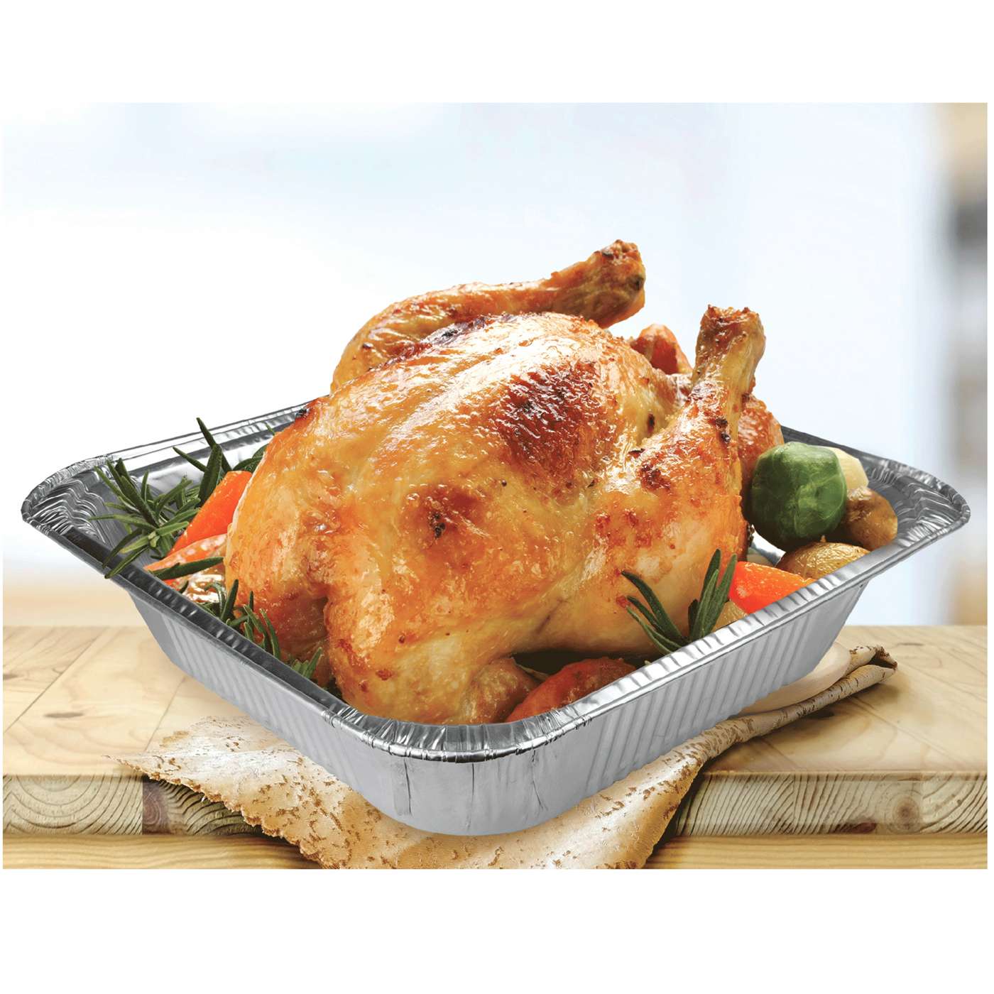 Premier Foil Square Disposable Aluminum Poultry Pan with Lid; image 3 of 3